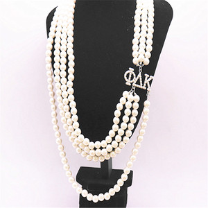 Design speciale girocollo di perle ABS dichiarazione lettera greca Phi Delta Ka PDK 1923 collana di confraternite gioielli - Product Image 2