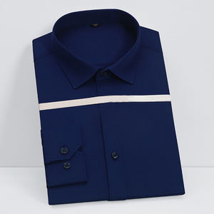 Chemise pour homme, décontractée, business, coton et polyester, design simple avec col boutonné, manches longues - Product Image 2