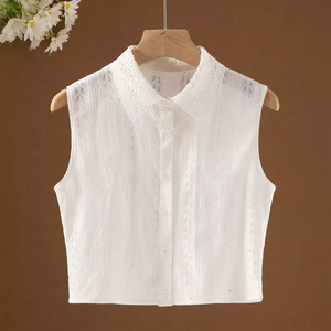 Cuello Falso Desmontable para Mujer con Ribete de Encaje, Cuello de Camisa Blanco y Negro, Tallas Grandes, para Otoño e Invierno - Product Image 2