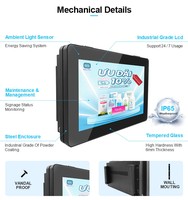 Suspendu 21 pouces 1500 Nits Ip65 Étanche LCD TV Publicité Affichage Extérieur Écran Tactile Moniteur