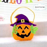 Fabrieksgemaakte Halloween kinder grappige synthetische vezel vilt snoepzak bedrukking geen model 958 Uil Heks Ontwerpen Pompoen Tovenaar