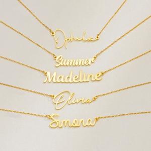 Collar Personalizado con Letra Inglesa - Cadena <span class=keywords><strong>de</strong></span> Eslabones Chapada en Oro, Cadena <span class=keywords><strong>de</strong></span> Acero Inoxidable Chapada en Oro - Product Image 6