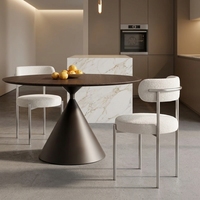 Chaise de salle à manger en métal de style italien moderne et minimaliste, mobilier de maison, luxe léger, couleur crème, sans accoudoirs, non rotative
