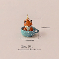 Breloques animales en forme de tasse de thé HD564 en gros, pendentifs mignons 3D renard, panda, lapin en laiton émaillé pour la fabrication de bijoux DIY