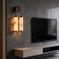 Applique murale de luxe en albâtre naturel, lampe LED industrielle en acier inoxydable encastrée blanc cassé pour villa, salon, hôtel, couloir