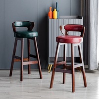 Tabouret de bar pivotant à dossier haut en bois massif pour cuisine, comptoir de caisse, usage commercial, style américain