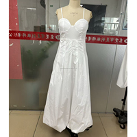 Robe midi blanche personnalisée à fines bretelles, bustier, taille haute, ourlet bouffant, coupe trapèze, vêtements pour femmes