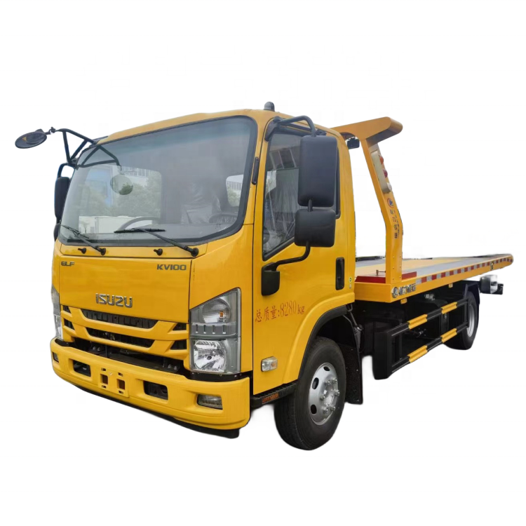 Obral truk Flatbed hidrolik Isuzu 4 Ton Jepang kualitas tinggi 4*2 LHD kendaraan penyelamatan jalan raya kecil