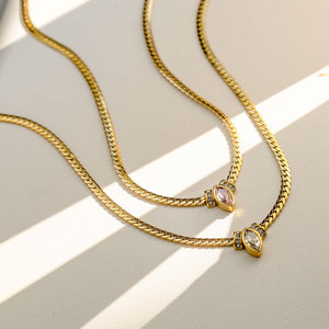 Thép không gỉ kim cương Studded mắt Vòng cổ với cảm giác cao cấp, Niche <span class=keywords><strong>Retro</strong></span> chuỗi xương đòn, đồ trang sức bằng thép không gỉ - Product Image 6