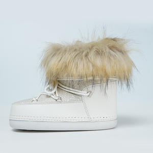 <span class=keywords><strong>Botas</strong></span> de Nieve Personalizadas para <span class=keywords><strong>Mujer</strong></span>, Modelo Space Moon Bread, Color Beige, con Cuello de Piel Grande, Transpirables, Duraderas, de Plástico Antideslizante, Cálidas, para Esquiar, Viajar, de Caña Baja - Product Image 2