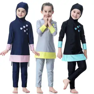 2019 Fashion Bernapas Anak Muslim Gadis Penutup Penuh Baju Renang Islam Sederhana Baju Renang