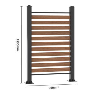 Panneau de clôture de jardin en métal, clôture décorative de jardin personnalisée en usine, clôture de jardin durable en <span class=keywords><strong>bois</strong></span> brun à lattes horizontales pour l'intimité en extérieur - Product Image 3