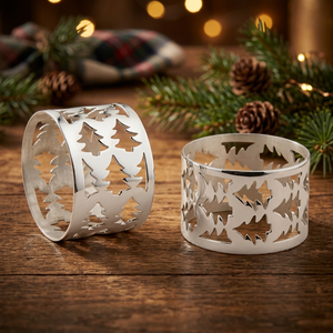 Anillos de Servilleta Metálicos Huecos con Diseño de Árbol de Navidad, Decoración Clásica para Mesa, 4.5cm de Ancho - Product Image 3