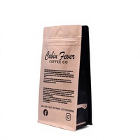 Bolsa de Empaque para Café con Impresión de Marca Personalizada, Bolsa de Papel Kraft Mate con Sellado de Ocho Lados y Válvula de Desgasificación para Venta Minorista de Granos de Café Tostado