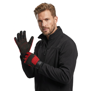 JNA GROUP Anti-Slip PU Work Gloves <b>Red</b> Black Elastic Wristband General Purpose Safety Gloves Textured Fingertips <b>Latex</b>-Free - Product Image 5