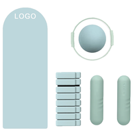 Ensemble de fitness et de yoga personnalisé 5 pièces avec tapis de yoga arqué, ballon d'exercice en PVC, brassards lestés, haltères en silicone et anneau en mousse