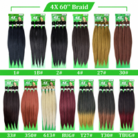 EASY BRAID Cheveux pour Grandes Tresses, Lot de 4, 60 pouces, 415g, Soie haute température, Double trame machine, Star Fashion EZ Dirty Braid
