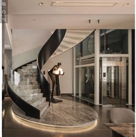 Escalier intérieur en arc, escalier courbé à une seule poutre, garde-corps en verre trempé pour villa