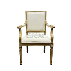 Chaise <span class=keywords><strong>Louis</strong></span> en bois massif de style classique haut de gamme pour salle de banquet, dossier <span class=keywords><strong>carré</strong></span>, salon d'hôtel, fauteuil individuel de loisirs - Product Image 1