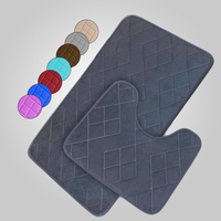 Tapis de sol de salle de bain, ensemble de 2 pièces, tapis de toilette absorbant, antidérapant, gaufré, couleur unie, polyester, séchage rapide, lavable, tapis de maison