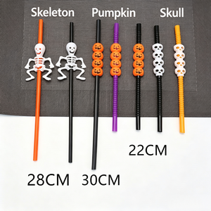 Pailles à thème Halloween, pailles en plastique créatives, visage de squelette, citrouille, fournitures ou cadeaux de fête, décoration de table, style thé et cocktails - Product Image 2