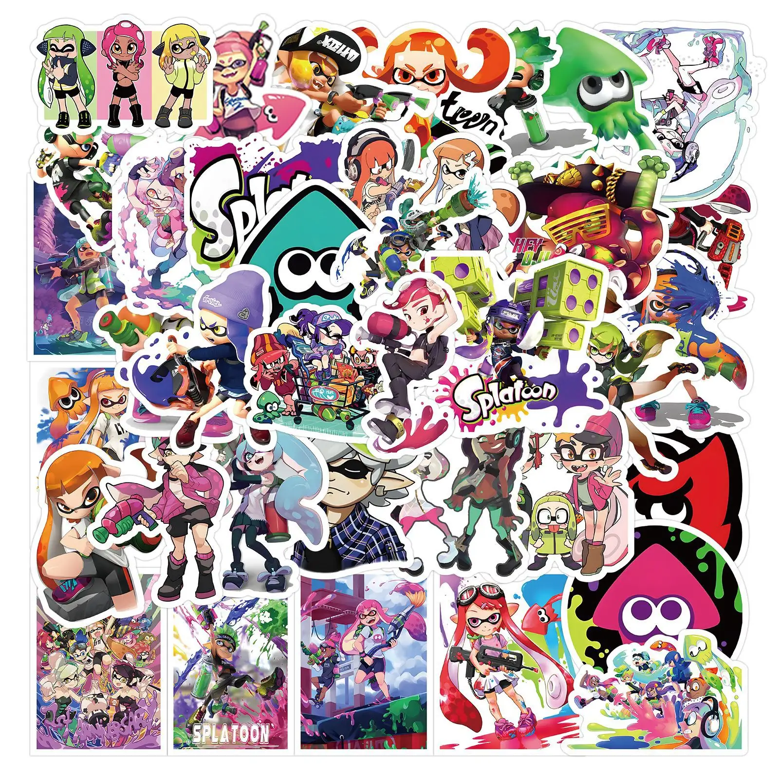 50pcs Hot Game Splatoon Stickers Graffiti Stickers For Luggage Skateboard Laptop Car Mac Box Waterproof Vinyl Stickers