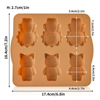 Moule à gâteau en silicone 6 cavités motif lion et chat mignon, idéal pour la pâtisserie à la maison