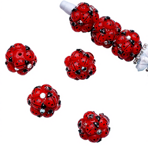 Perline Acriliche Rotonde con Strass AB, Design Adorabile <span class=keywords><strong>Coccinella</strong></span> Rossa, Stile Cartone Animato per Creazioni Fai-da-Te e Bigiotteria - Product Image 2