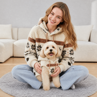 Set Sweater Rajut Kustom untuk Manusia dan Anjing, Pakaian Rajut Wanita, Pakaian Anjing Peliharaan, Pabrik ODM OEM Grosir