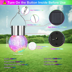 Luces solares de bolas de cristal craquelado, luces LED para exteriores, resistentes a la lluvia, iluminación de paisaje para jardín, decoración de patio - Product Image 5