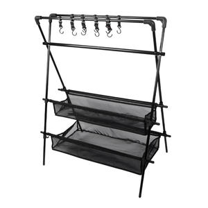 Étagère de rangement pliante en alliage d'aluminium pour l'extérieur, sac en filet double couche, type autoportant, pour le camping, les pique-niques et les activités de plein air - Product Image 3