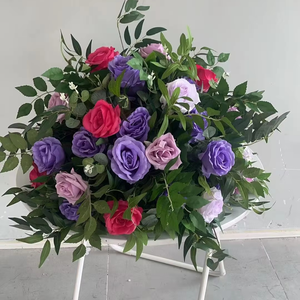 A-FB124 ช่อดอกไม้ประดิษฐ์ขนาด 50 ซม. สำหรับตกแต่งงานแต่งงาน สีชมพูและสีเขียว - Product Image 4