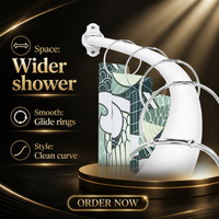 Tringle de Douche Courbe Noire Ajustable et Extensible en Métal Chromé pour Salle de Bain et Hôtel