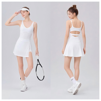 Rok Tenis Tanpa Lengan Bernapas Model Ketat Anti Geser Warna Solid untuk Olahraga Golf dan Aktivitas Lainnya untuk Wanita