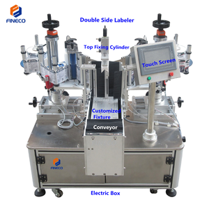 Machine d'étiquetage semi-automatique <span class=keywords><strong>FINECO</strong></span> pour bouteilles carrées transparentes, étiqueteuse à deux côtés - Product Image 2