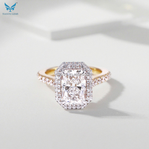 Bague Tianyu personnalisée avec diamants certifiés IGI, 2 carats, 3 carats, <span class=keywords><strong>or</strong></span> jaune 14 carats, diamant de laboratoire cultivé en CVD, taille radiant, bague de fiançailles pour femmes - Product Image 1