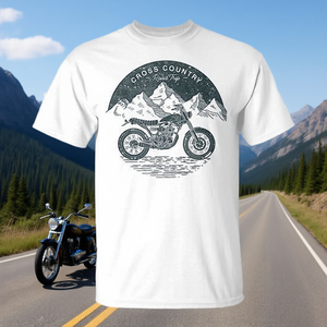T-shirt unisexe pour adultes à manches courtes et col rond avec impression sérigraphique pour les voyages en moto tout-terrain - Product Image 2