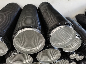 Prix abordable TUOSHENG Série XYG Conduit flexible isolé de 150 mm <span class=keywords><strong>Réduction</strong></span> du bruit Installation facile Fabriqué en <span class=keywords><strong>PVC</strong></span> Feuille d'aluminium Noir Hôpital - Product Image 5
