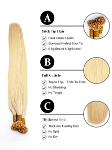 Vente en gros, extensions de cheveux humains à pointe I/U/<span class=keywords><strong>K</strong></span>/Y précollée, cheveux à cuticule alignée avec <span class=keywords><strong>k</strong></span>ératine et pointe - Product Image 4