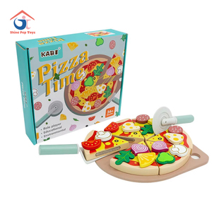 Simulación de madera para niños, frutas, verduras, Pizza, corte divertido, juego de rol, juguete de cocina de madera, juguetes educativos de madera para niños - Product Image 1