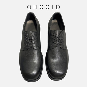 Zapatillas de Cuero para Hombre, Negras, Tacón Medio, Cordones Delanteros, Color Sólido, Casuales, Primavera Verano 2025, Modernas, Transpirables y Ligeras - Product Image 3