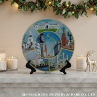 Assiettes rondes décoratives personnalisées, en résine, accessoires pour décoration de maison, Souvenir, pour tourisme