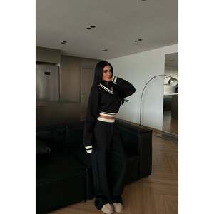 Black Comfortable Windproof Breathable Nylon Turtleneck <b>Tracksuit</b> Custom Designed Streetwear for Winter Plus Size Fit Logo Print - Product Image 2