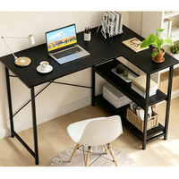 Bureau d'ordinateur à hauteur réglable avec étagères flexibles, table de bureau moderne pour la maison avec rangement multi-niveaux pour ordinateur