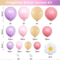 Kit d'arche de guirlande de ballons en latex rose, orange et violet, confettis pastel, décoration de fête pour anniversaire de filles