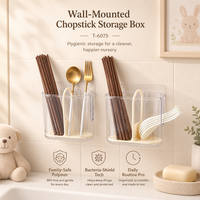 Élégant support mural portable en plastique pour baguettes, avec système de drainage, pour cuisine et maison