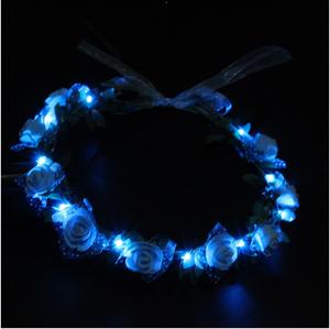 Couronne de fleurs à LED pour femmes filles <span class=keywords><strong>Hawai</strong></span> Light Up Guirlands Glowing Floral Wreath Crown For Beach Party Festivals Wedding - Product Image 4