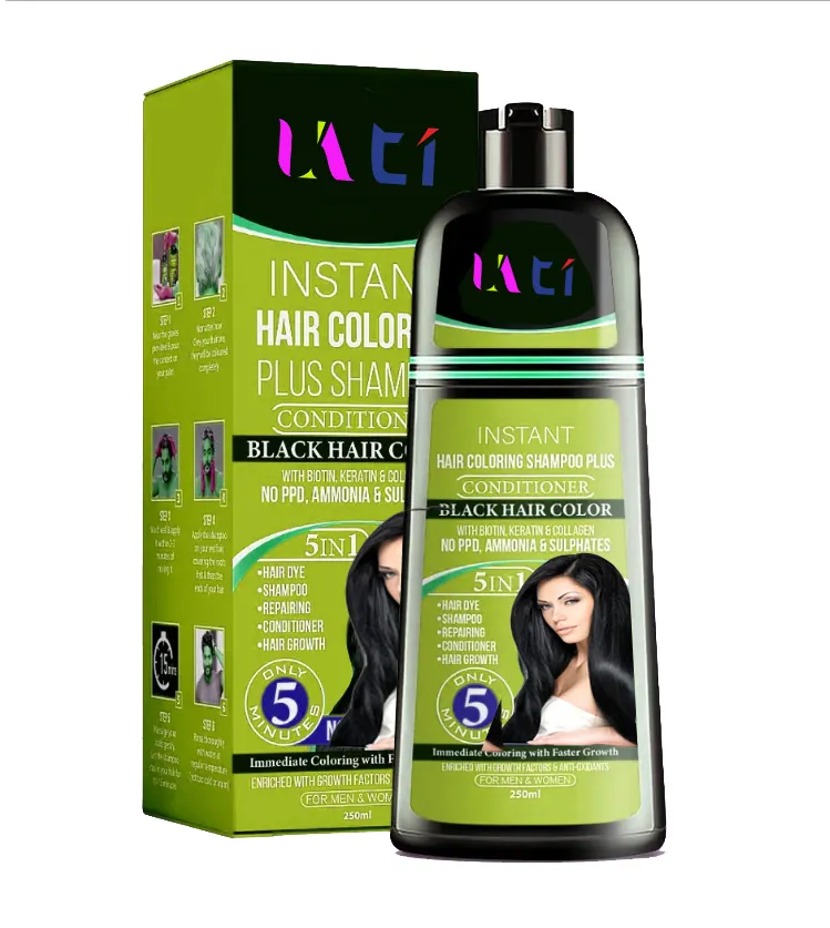 Private Label 500ml Bio natürliche Kräuter schnell permanent schwarz und braun Haar färbemittel Shampoo