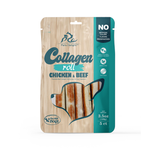 Pal's Delight LISTO PARA ENVIAR Golosinas para masticar perros Rollos de colágeno de 5 "Masticables de cuero crudo Fácil digestión Golosinas para perros de pollo sin granos - Product Image 1