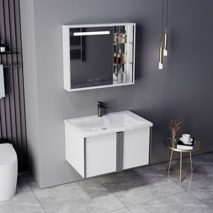 Contemporary Water Proof Wall Mounted Plywood Bathroom Vanities Wash Basin Bathroom <strong>Cabinet</strong> With Mirror - Product Image 1